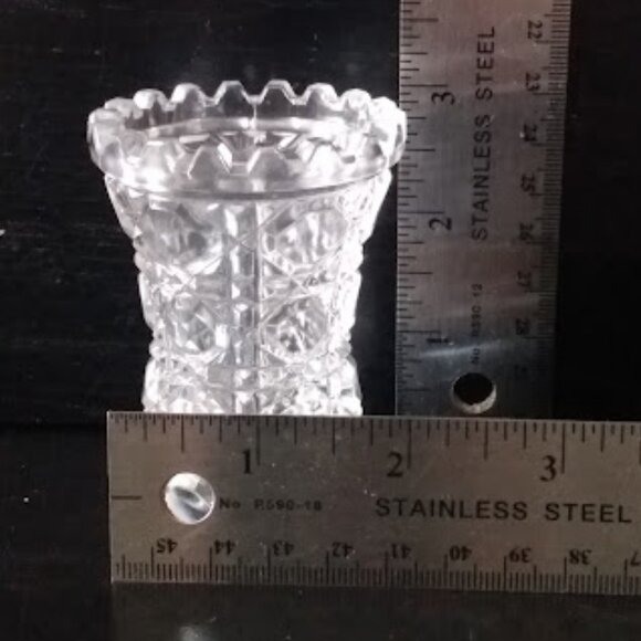 Vintage Cut Crystal Glass Hexagonal Toothpick Holder - Picture 7 of 9
